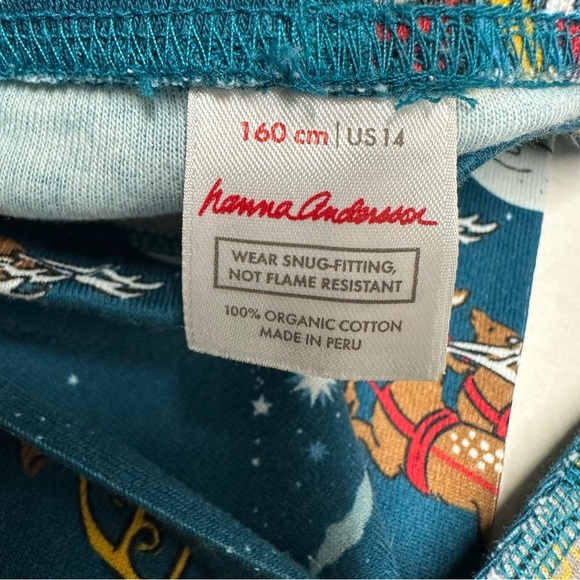 Hanna Andersson Kids Blue Santa Pajamas set Sz 169 cm US 14 organic cotton nwot - Picture 9 of 10